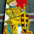 Vintage Valentine Card UNUSED for BROTHER a knight in armor Volland circa 1950