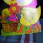 EASTER Chick wears orange hat and carrys basket of knit eggs RUST CRAFT