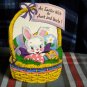 EASTER WISH Aunt & Uncle pull up bunny in basket Vintage STANLEY GREETINGS