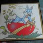 3 (three) EASTER *rabbit reclining on red egg* Greeting Card by Flair unused