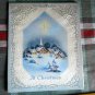 Christmas Greeting to Our PASTOR Card snow scene with Cross embossed outline 50s