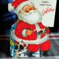 Vintage   Merry Christmas Santa Godfather '1950 unused HALLMARK flocking/sparkle