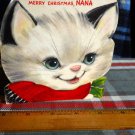 Vintage   Merry Christmas NANA '1950 unused HALLMARK die-cut red flocking