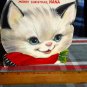 Vintage   Merry Christmas NANA '1950 unused HALLMARK die-cut red flocking