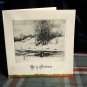 Vintage * Merry Christmas snow scene black & white unused CIRCA 1950