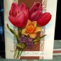 Vintage GET WELL note 3D Pop out *FLORAL BOUQUET* Greeting Card by Flair-unused