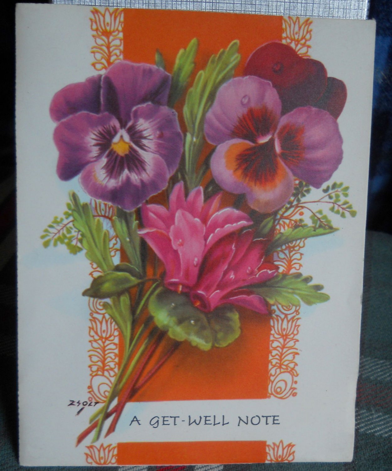 Vintage GET WELL 3D Pop out *FLORAL BOUQUET* Greeting Card by Flair-unused