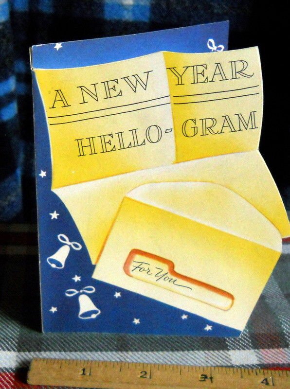 Vintage NEW YEAR Card * *HELLO - GRAM**  1950s RUST CRAFT