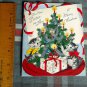 Vintage Merry Christmas SISTER-in-Law'1950 unused Volland embossed trim on tree