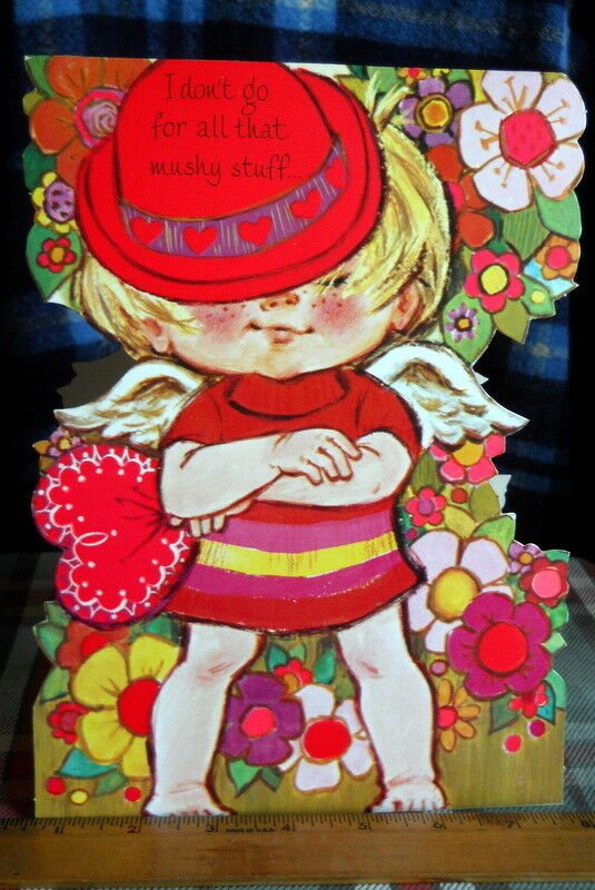 Vintage Large Stand-up tuff CUPID Valentine rUST cRAFT UNUSED mushy stuff