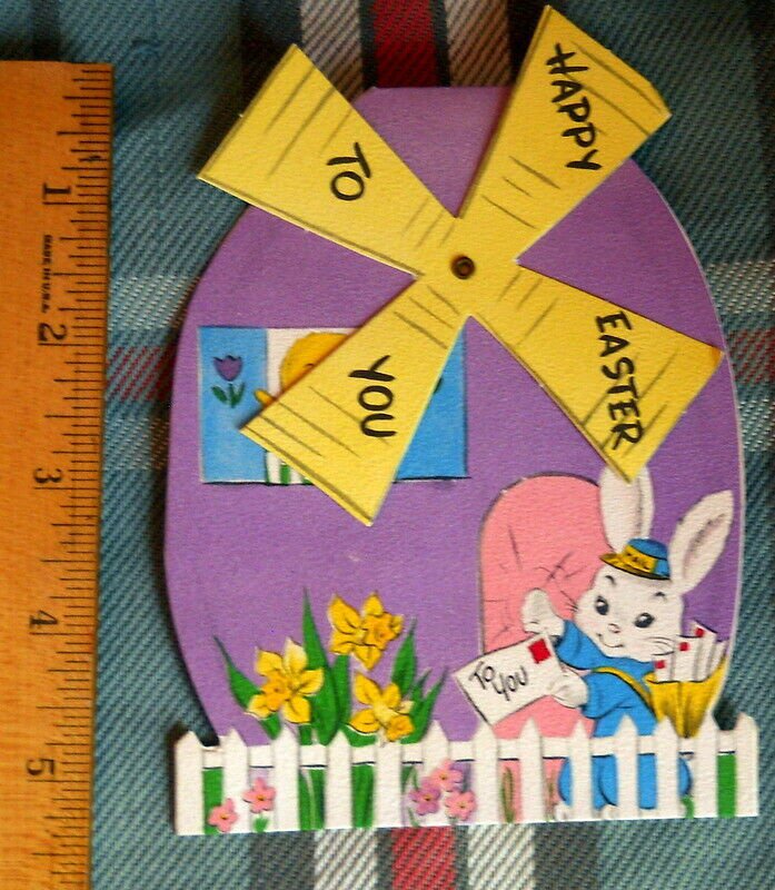Happy Easter TO YOU Greeting Card * STANLEY unused VINTAGEl  WINDMILL