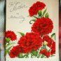 VINTAGE MOTHER'S DAY CARD *love you* HALLMARK c1950 *die cut *red carnations