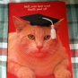 ~*VINTAGE Graduation CARD*~Cat with grad cap Hard work pad off NOW? humorous