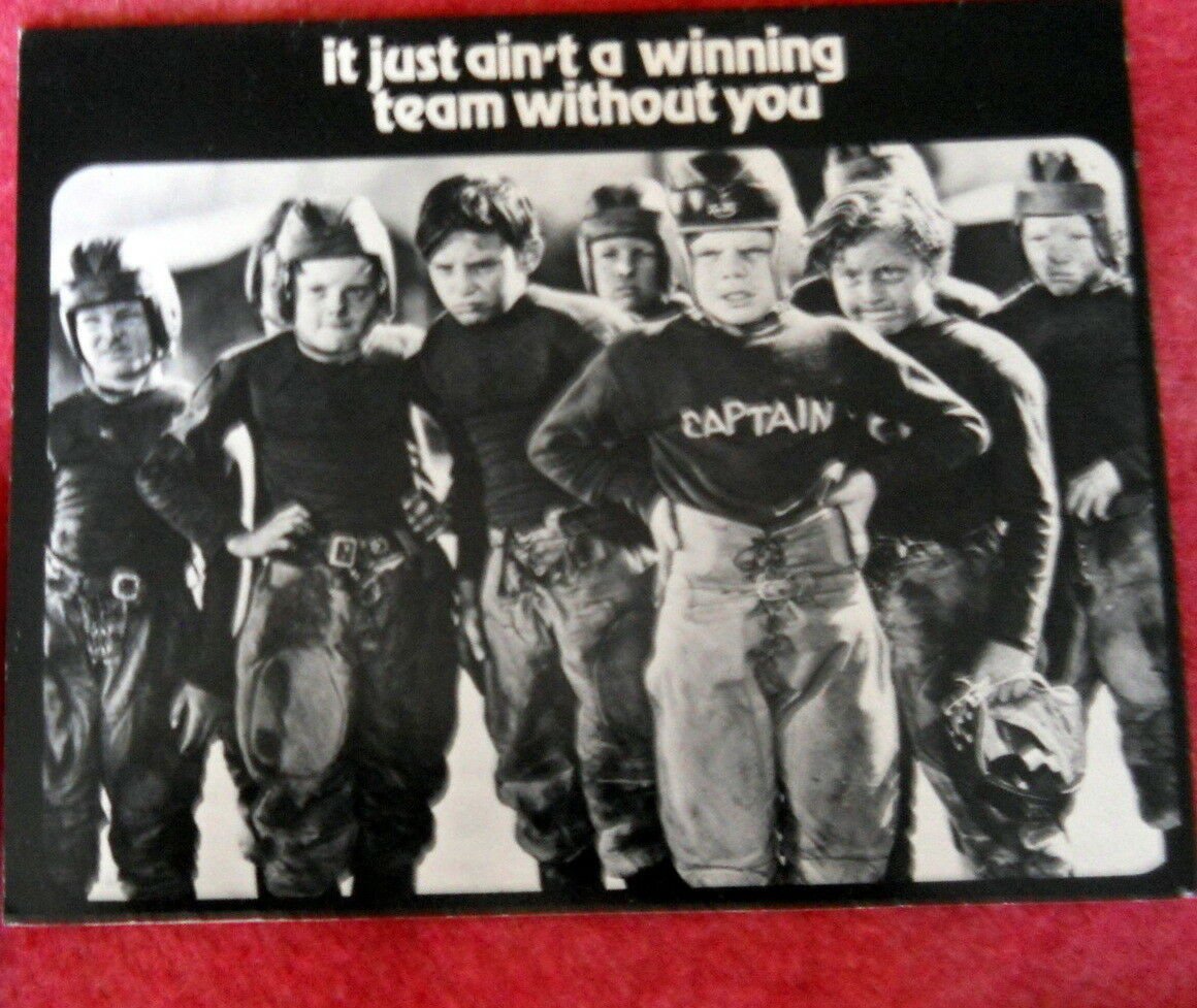 Our Gang GET WELL unused card -"FOOTBALL ROMEO"- the opposing team- movie scene