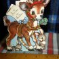 Vintage Merry Christmas *FAWN* CHARLES CHRISTIAN CULP die-cut / embossed /1946