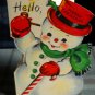 Merry Christmas HELLO * Hallmark card *die cut* JOLLY SNOWMAN circa 1950
