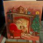 SEASON'S GREETINGS  FATHER  40's satin pillow // embossed/  Fireplace / Tree