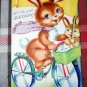 BIRTHDAY GREETINGS" happy biker & bunny wishes * SUNSHINE CARD circa 1950