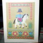 Christmas Greetings -little person riding  a white pony seasons Greetings new