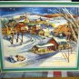 Vintage 50s CHRISTMAS ,  Winter Scene TRAIN STATION small village *by GREENTREE