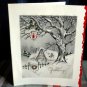 Vintage 40s CHRISTMAS *Butler Thomas,  Winter Scene snowed in home with lantern