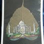 Vintage  Taj Mahal Hand Painted  on dried  Pipal ( Peepal) Tree Leaf