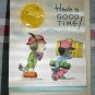 Vintage Travel Greeting Card * Have a Good Time *1920's unused porter carrys bag