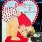 Vintage LARGE Valentine*UNUSED *BABY FIRST * DIE CUT/PINK RIBBON 1970 NORCROSS