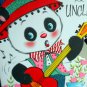 Vintage Valentine Panda singing for Uncle on Valentine's Day *die cut Sparkly
