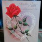 Vintage Valentine card SISTER NORCROSS has printed white sparkle heart with Rose