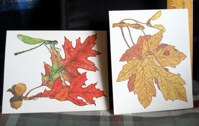 2 (TWO) LEAF GREETING NOTE CARD - BLANK INSIDE