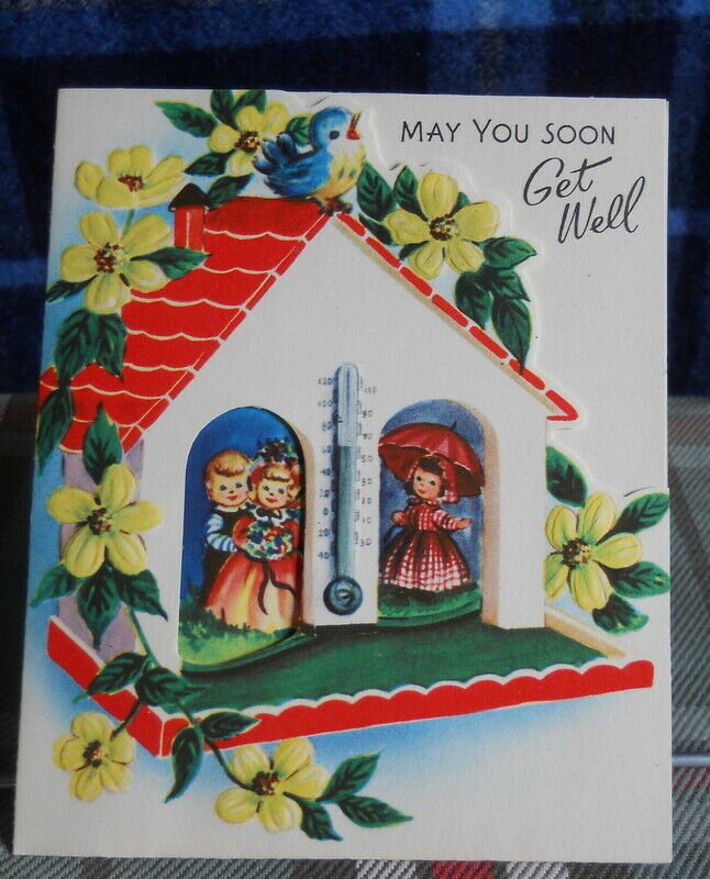Vintage GET WELL weather & temperature reader Greeting Card unused