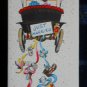 Vintage JUST MARRIED  studio card embossed Old Fashioned Car  SUNSHINE CARD