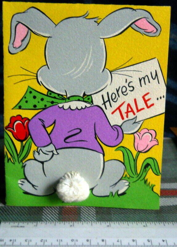 EASTER  Vintage Greeting Card HERE'S MY TALE  by BARKER CARD unused circa 1950