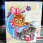 Vintage GET WELL*tri-fold * 3D*kitten* cute Greeting Card unused