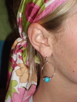Turquoise and silver hoop