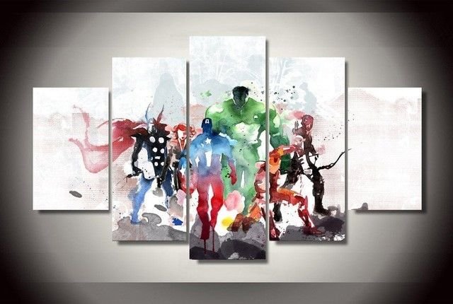 Marvels Avengers Abstract Oil Style, Canvas Framed Large Home Decor Art ...