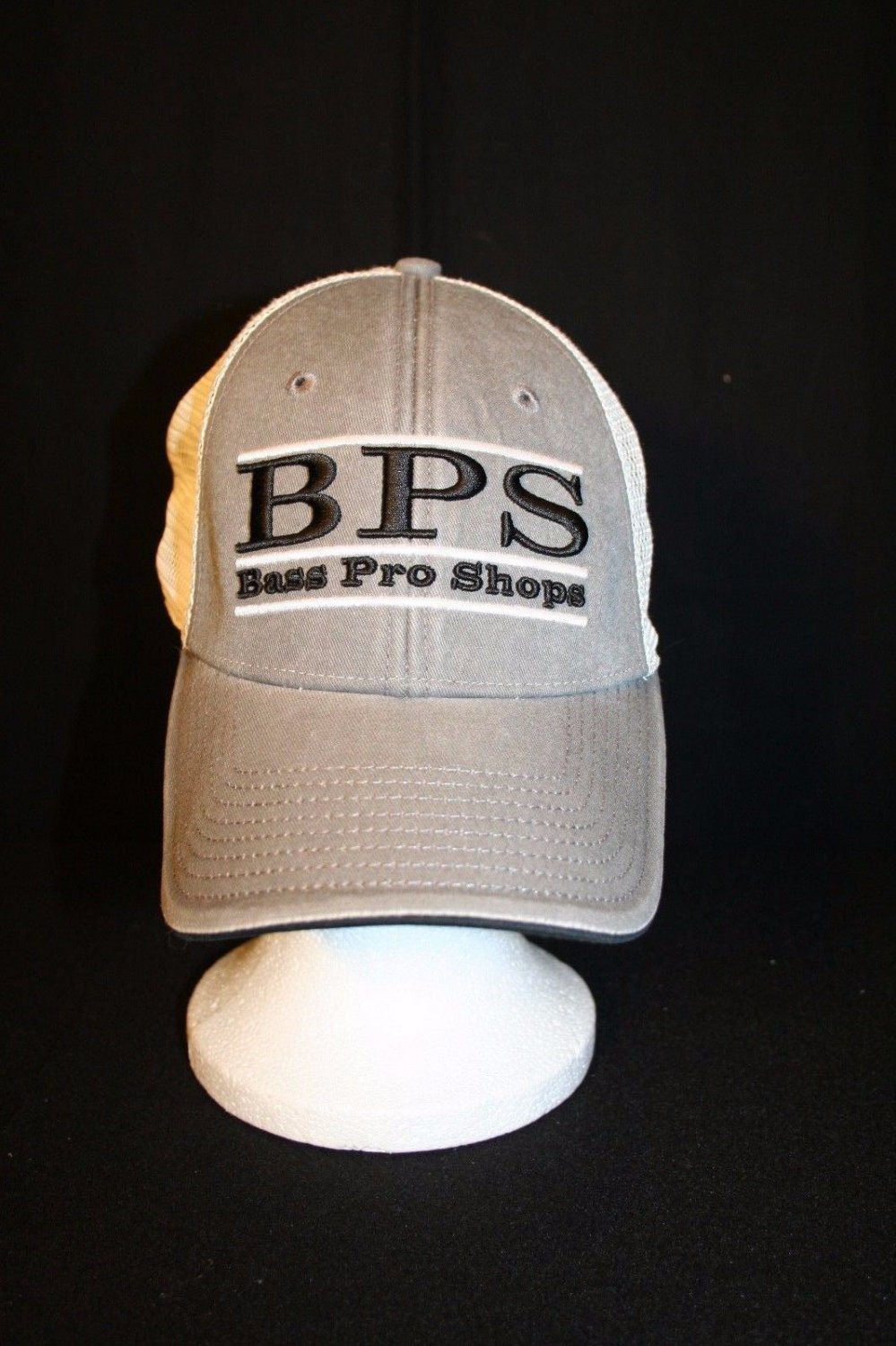The Game Bass Pro Shops Embroidered Logo BPS Gray/White Mesh Dad Trucker Cap Hat