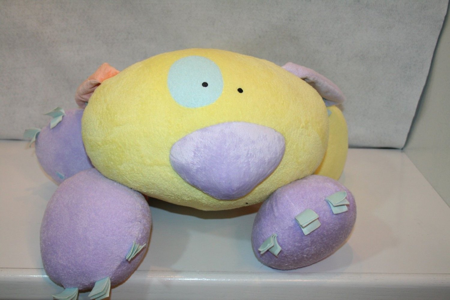 EXTRA LG Manhattan Toy Soft Pillow Plush 26" Puppy Dog Pastel Blue Yellow Orange