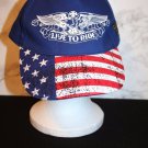 American Biker LIVE TO RIDE Eagle Red White Blue Flag Stars Stapback Cap Hat NEW