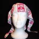 American Biker Du-Rag Headwrap White & Pink with Flames Born to Ride NEW w/tag