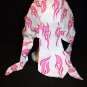 American Biker Du-Rag Headwrap White & Pink with Flames Born to Ride NEW w/tag