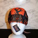 American Biker Doo-Rag Dri-Mesh Black Eagle orange Flames LIVE FREE NEW w/tag