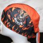 American Biker Doo-Rag Dri-Mesh Black Eagle orange Flames LIVE FREE NEW w/tag