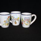 Sakura Provence 3 women at table-Man w/bread & w/Wine Lg Coffee Tea Cup Mugs set