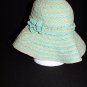 Cynthia Rowley one size Hat Floppy packable Beach Sun Style Green tan stripe