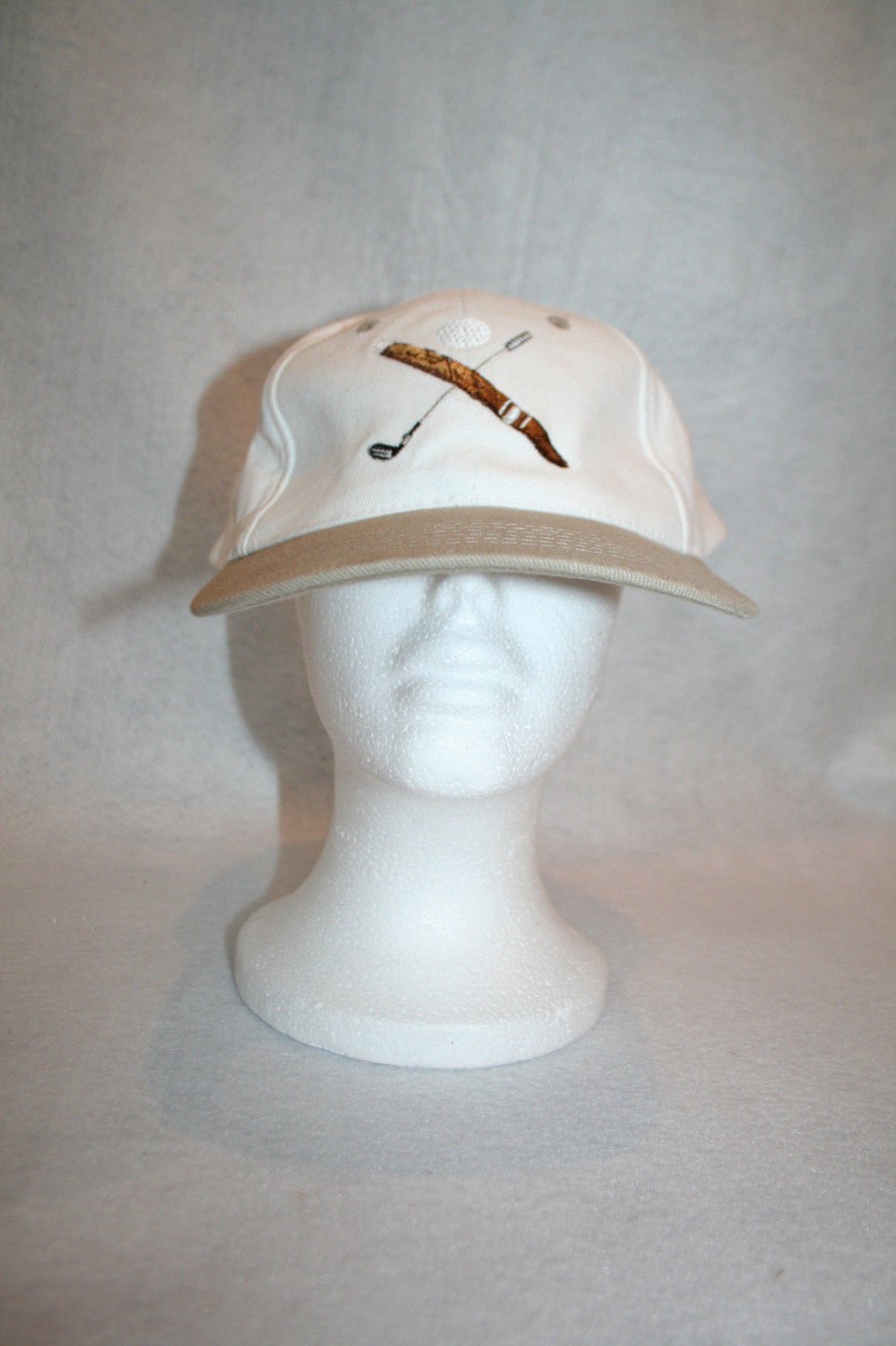 The Original Cigar Co Golf Club Ball Cigar White Baseball Strapback Cap