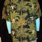 TOMMY BAHAMA SILK BLACK & GREEN CABANA WORKSHOP Shirt Christmas Lights Rum LG