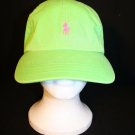 POLO by RALPH LAUREN Lime Green Cap Hat Hot Pink Pony Leather Buckle-style Strap