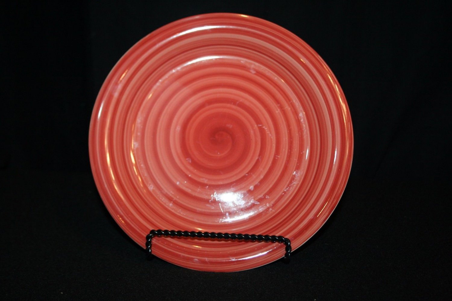 Philippe Richard red SWIRL hand-painted & crafted 8 1/2" salad bread Plate